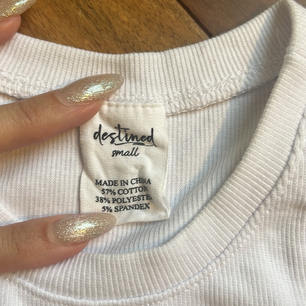 White Ribbed Crop Top - Picture 2 of 2